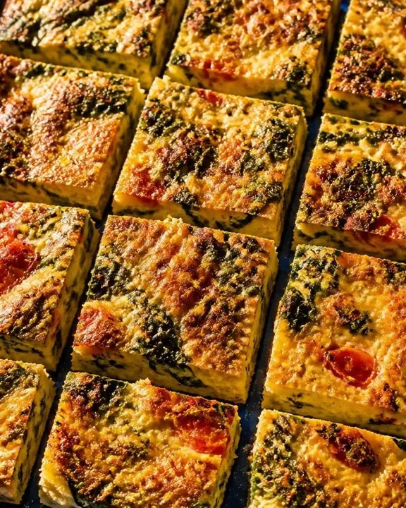 Fritata de forno cortada em quadrados